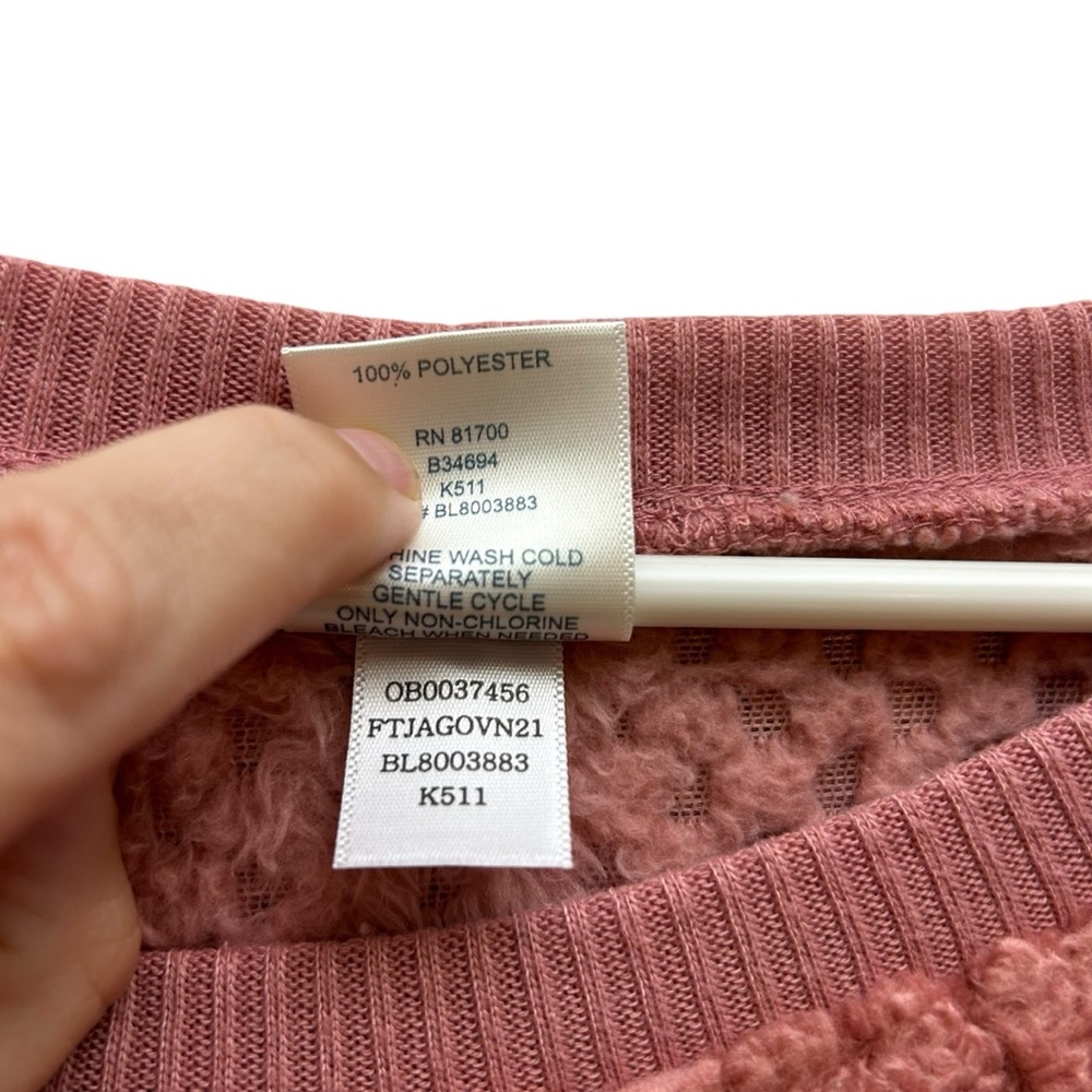 Vintage Blair Pink Textured Knit Sweater Fuzzy Cozy Pullover Crewneck - Picture 6 of 10